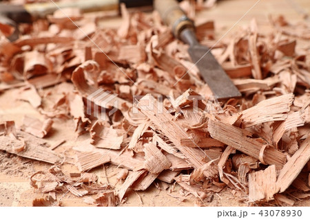 wood sawdust and tools 43078930