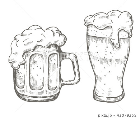 Vector hand drawing beer mug in white background Vector hand drawing beer mug in white background 43079255