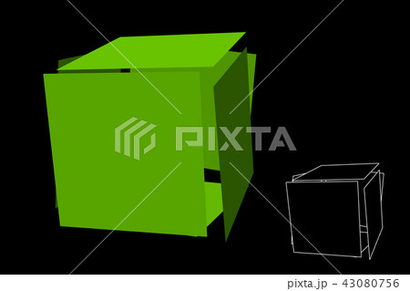 Abstract polygonal broken cube. Isolated on black  43080756