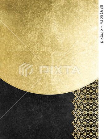 麻の葉丸付 金黒 背景素材 のイラスト素材