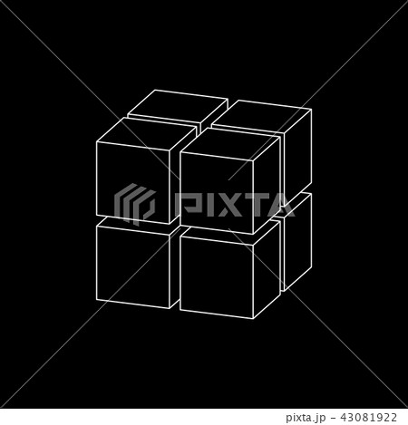 Abstract 3d cube from cubes. Dimetric projection.  43081922
