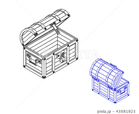 Empty wooden chest. Vector outline illustration. Empty wooden chest. Vector outline illustration. 43081923