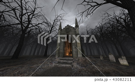 教会とお墓のイラスト素材