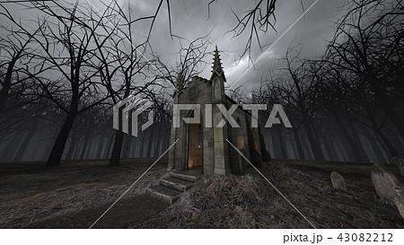教会とお墓のイラスト素材