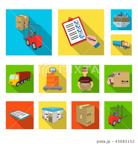 Logistics and delivery flat icons in set collection for design. Transport and equipment isometric 43083152