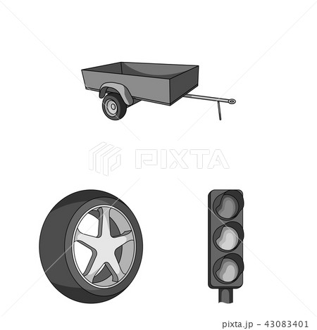 Car, vehicle monochrome icons in set collection for design. Car and equipment vector symbol stock Car, vehicle monochrome icons in set collection for design. Car and equipment vector symbol stock 43083401