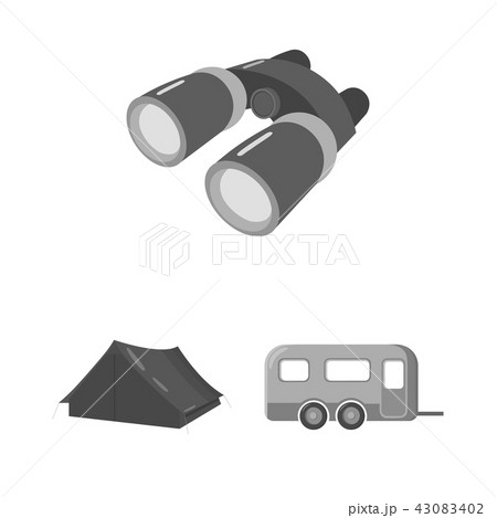 Rest in the camping monochrome icons in set collection for design. Camping and equipment vector Rest in the camping monochrome icons in set collection for design. Camping and equipment vector 43083402