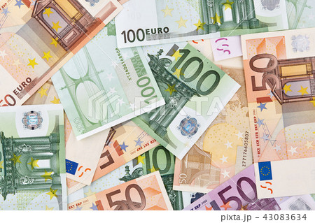 A lot of euro banknotes. Background A lot of euro banknotes. Background 43083634