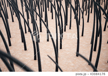 3D Rendering hair keratin strengthening, hair care. Treatment and care of hair. Hair with skin under 43084176