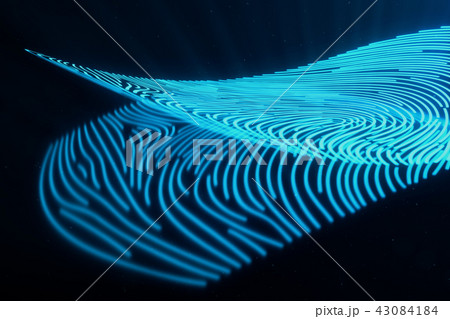 3D illustration Fingerprint scan provides security access with biometrics identification. Concept 43084184