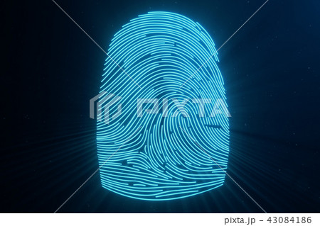 3D illustration Fingerprint scan provides security access with biometrics identification. Concept 43084186