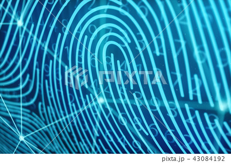 3D illustration Fingerprint scan provides security access with biometrics identification. Concept 43084192