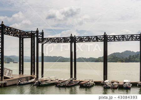 Boats at Temenggor Lake, Kelantan, Malaysia.  43084393