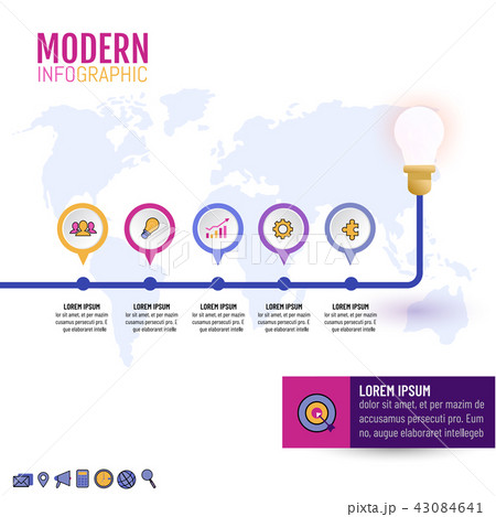 Business process Infographic timeline with 5 steps 43084641