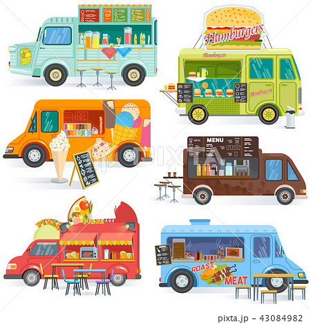 Food Truck Vector Street Food Truck Vehicle And のイラスト素材