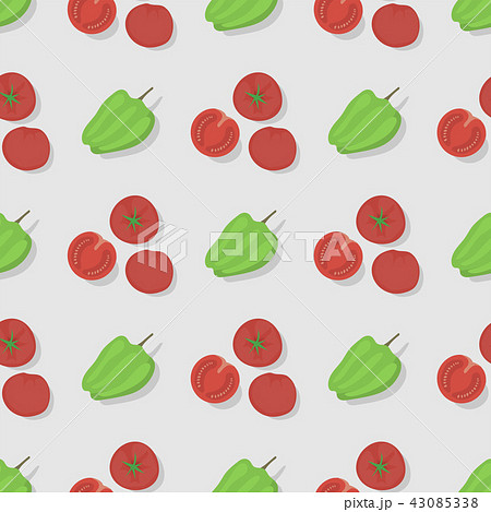 Tomatoes seamless pattern background flat color style design organic, healthy vegetarian vector 43085338