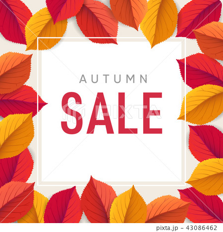 Autumn sale flyer template. Bright colorful fall leaves. Poster, card, label, web banner. Seasonal Autumn sale flyer template. Bright colorful fall leaves. Poster, card, label, web banner. Seasonal 43086462
