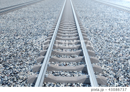 Railroad or railway, steel railway for trains. Railroad travel, railway tourism. Transportation 43086737