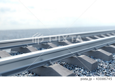 Railroad or railway, steel railway for trains. Railroad travel, railway tourism. Transportation 43086745