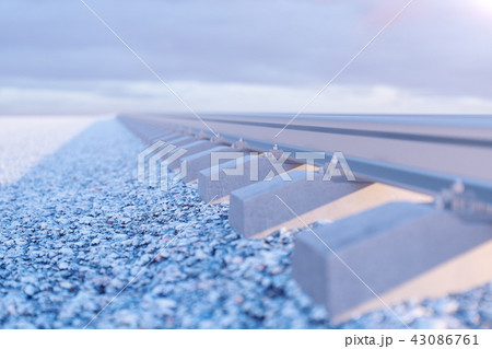 Railroad or railway, steel railway for trains. Railroad travel, railway tourism. Transportation 43086761