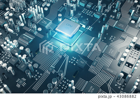 Circuit board. Technology background. Central Computer Processors CPU concept. Motherboard digital 43086882