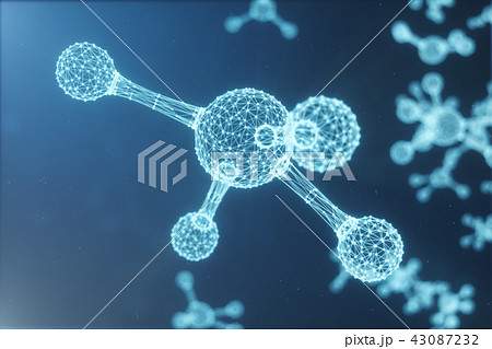 Digital molecules, atoms bacground. Low polygoanl grid structure, connection lines and dots 43087232