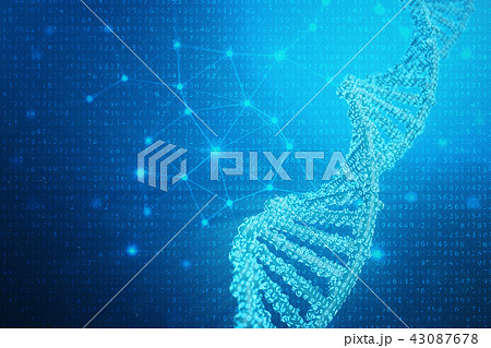 Artifical intelegence DNA molecule. Concept binary code genome. Abstract technology science, concept 43087678