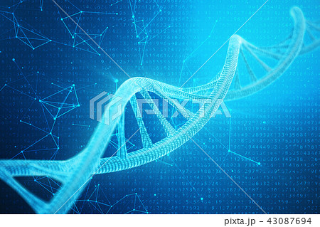 Digital DNA molecule, structure. Concept binary code human genome. DNA molecule with modified genes Digital DNA molecule, structure. Concept binary code human genome. DNA molecule with modified genes 43087694
