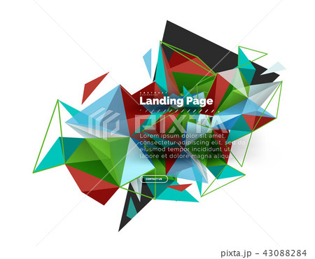 Triangular design abstract background, landing page. Low poly style colorful triangles on white 43088284
