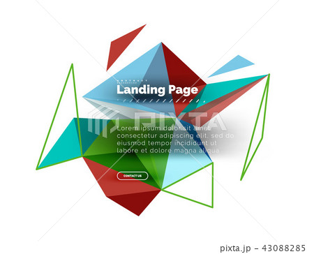 Triangular design abstract background, landing page. Low poly style colorful triangles on white 43088285
