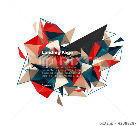 Triangular design abstract background, landing page. Low poly style colorful triangles on white 43088287
