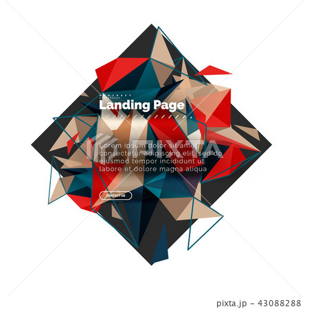 Triangular design abstract background, landing page. Low poly style colorful triangles on white 43088288