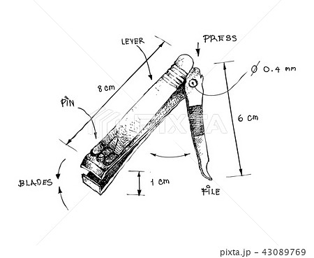 Hand Drawn Dimension Nail Clipper or Nipper Type 43089769