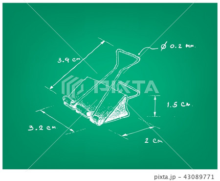 Hand Drawn Dimension of Binder Clip or Paper Clip Hand Drawn Dimension of Binder Clip or Paper Clip 43089771