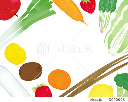 冬の野菜と果物の背景フレームのイラスト素材