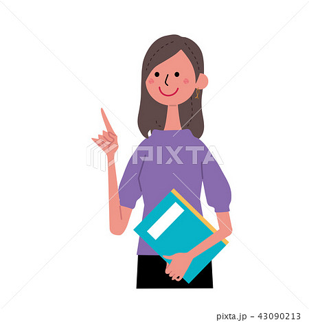 本を持つ　女性　仕草　イラスト 43090213
