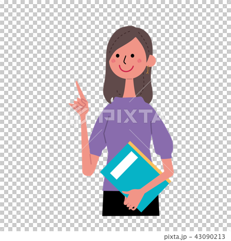 本を持つ　女性　仕草　イラスト 43090213