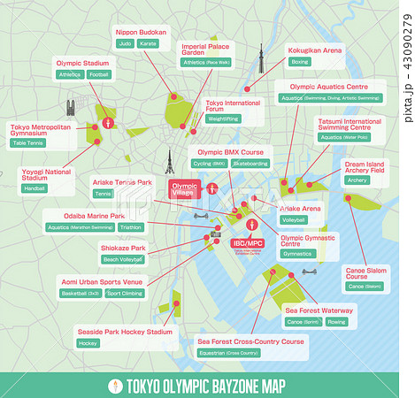 Tokyo Olympic Games Bay Area Venue Map Stock Illustration