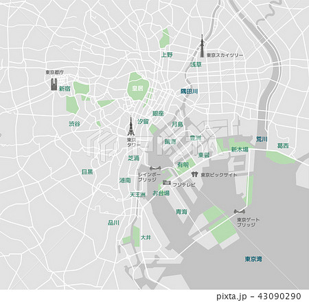 東京ベイエリア（東京湾周辺）　道路マップ / 地名・観光名所付き 43090290