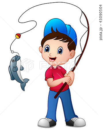 Cute cartoon boy fishing Cute cartoon boy fishing 43090504