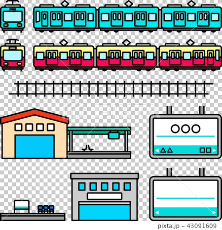 電車と駅のイラストセット 43091609