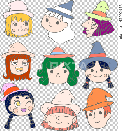 魔女　ハロウィン　顔　素材 43092958