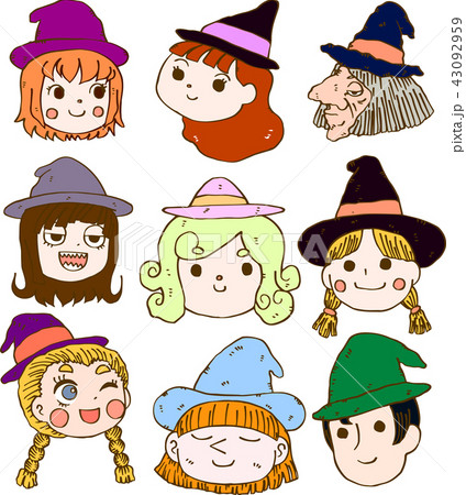 魔女　ハロウィン　顔　素材 43092959