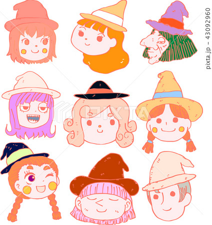 魔女　ハロウィン　顔　素材 43092960