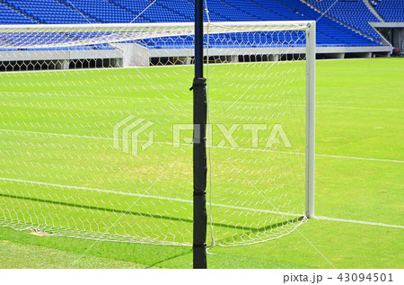 緑の天然芝が美しいサッカースタジアムの風景 43094501