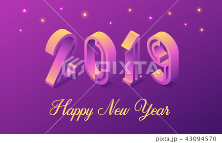 New Year 2019 in Isometric style. Vector 43094570