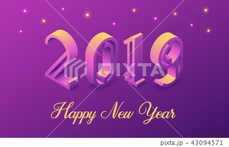 New Year 2019 in Isometric style. Vector 43094571