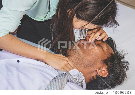 First Aids Emergency CPR on Heart Attack Man 43096238