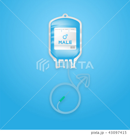 Blood bag blue color and Male gender sign Blood bag blue color and Male gender sign 43097415