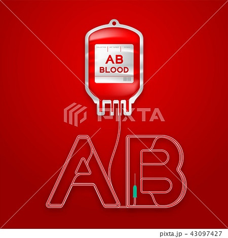 Blood bag type AB red color and Alphabet letter AB Blood bag type AB red color and Alphabet letter AB 43097427
